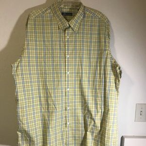 John Ashford Men's Vintage Plaid Yellow Button Dow